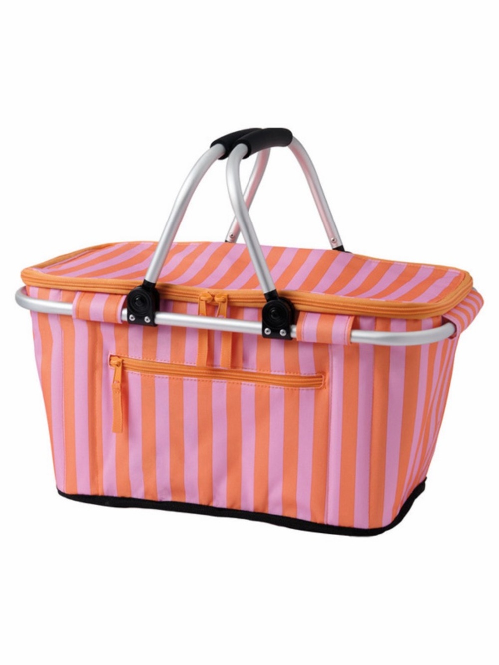 LIVE IN STYLE Foldable Basket Cooler, Pink Stripe - Picture 2 of 3